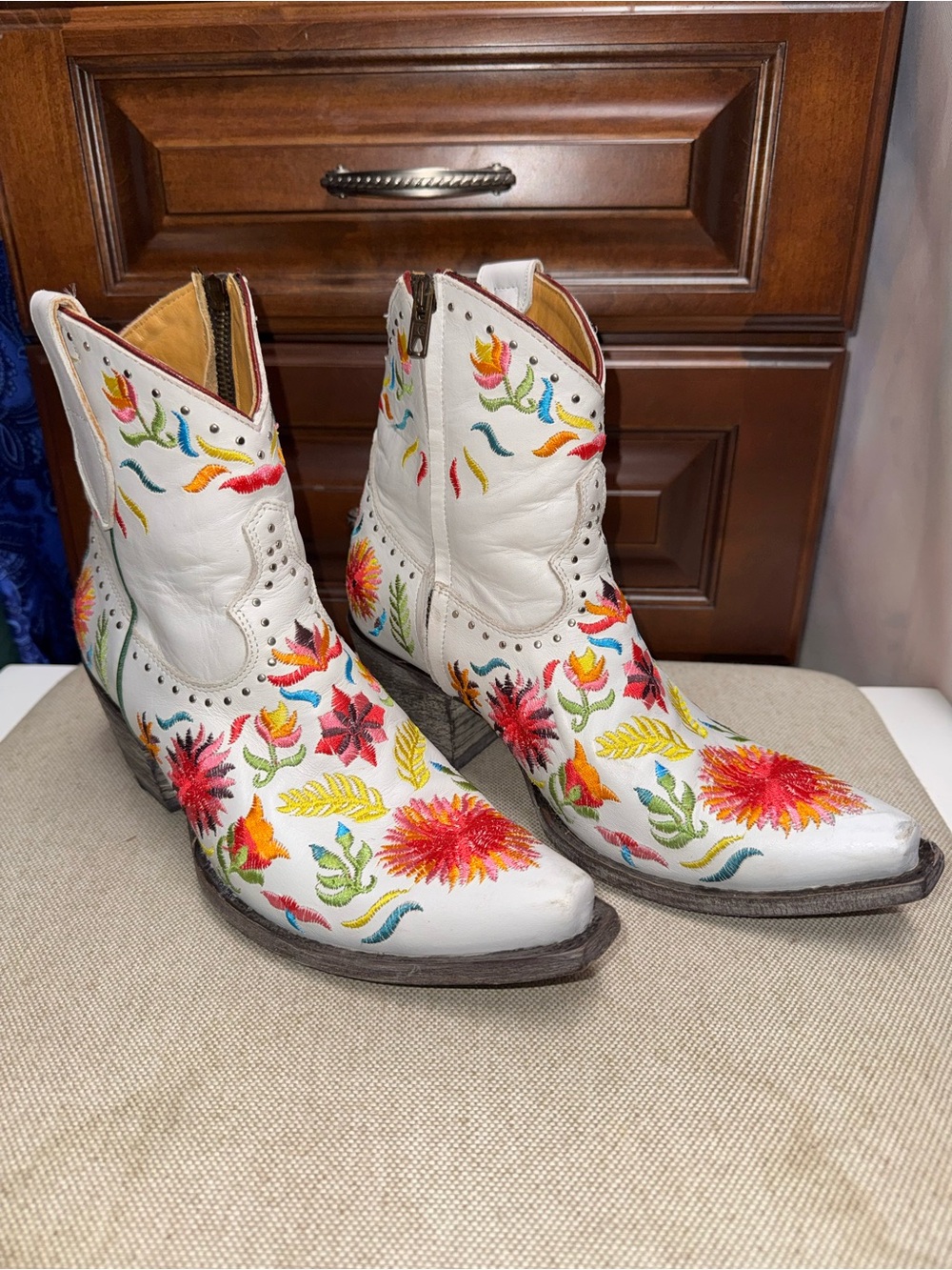 Old Gringo Summer Soul White Multicolor Floral Cowboy Boots 7.5 - Picture 3 of 12